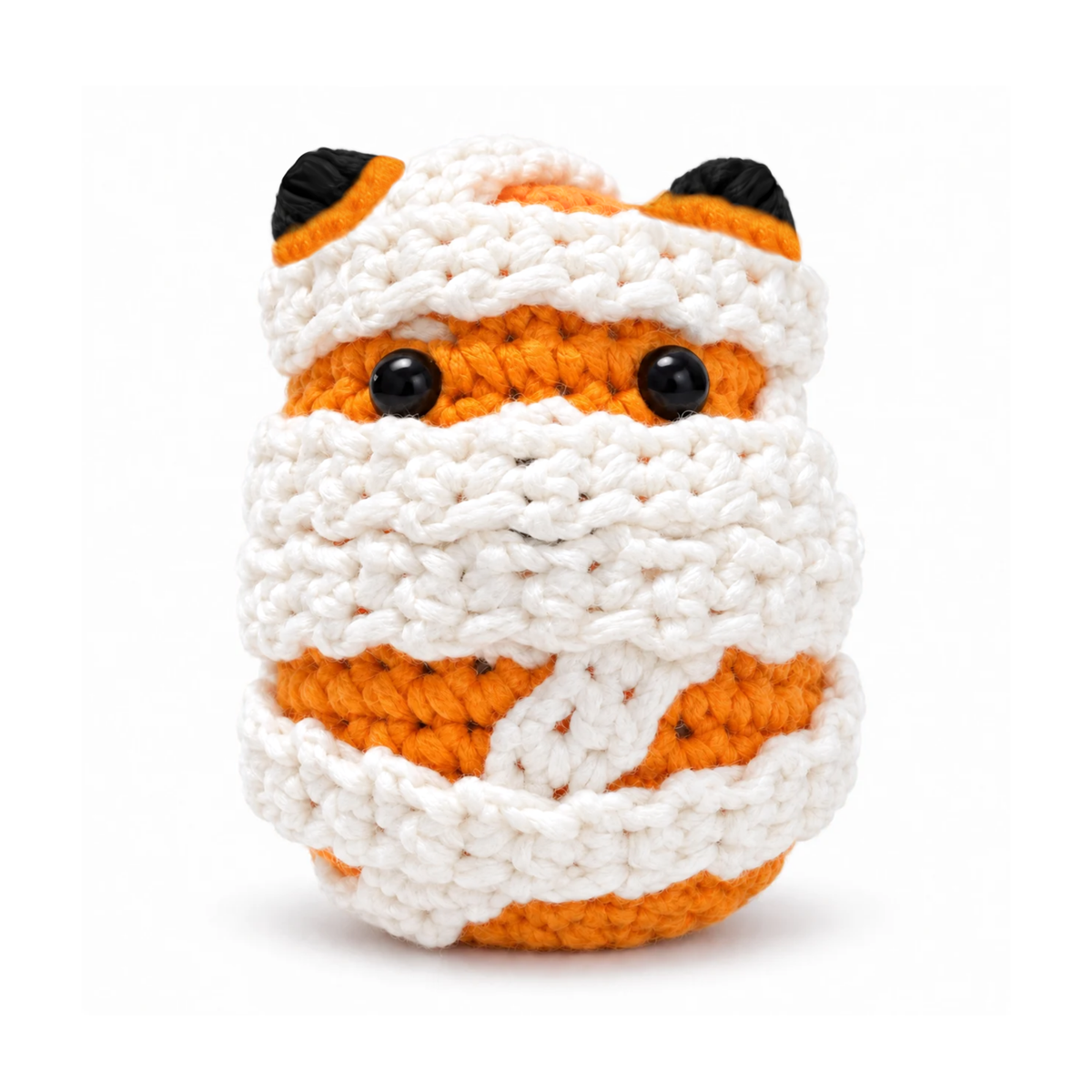 Spadina the Red Panda wrapped as a crochet mummy
