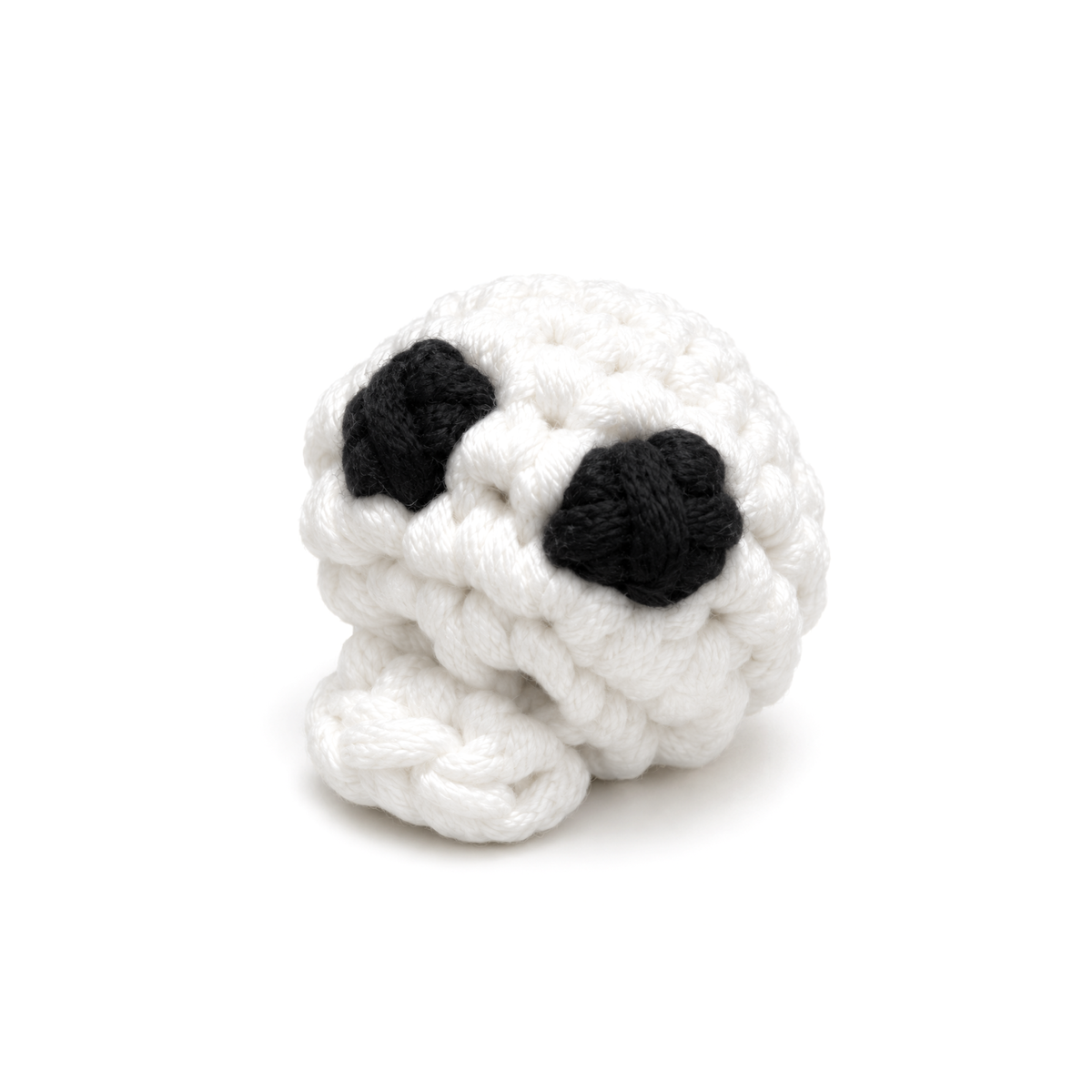 Crochet skull seen from the side