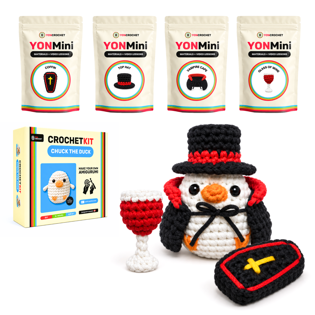 Chuck Halloween Bundle - Beginner Crochet Kit + Vampire Ball Set | Yon Crochet