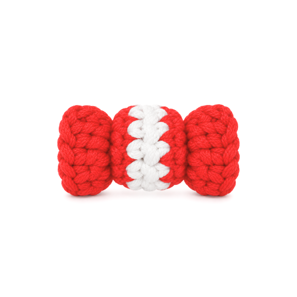 Red and white crochet wrapped candy