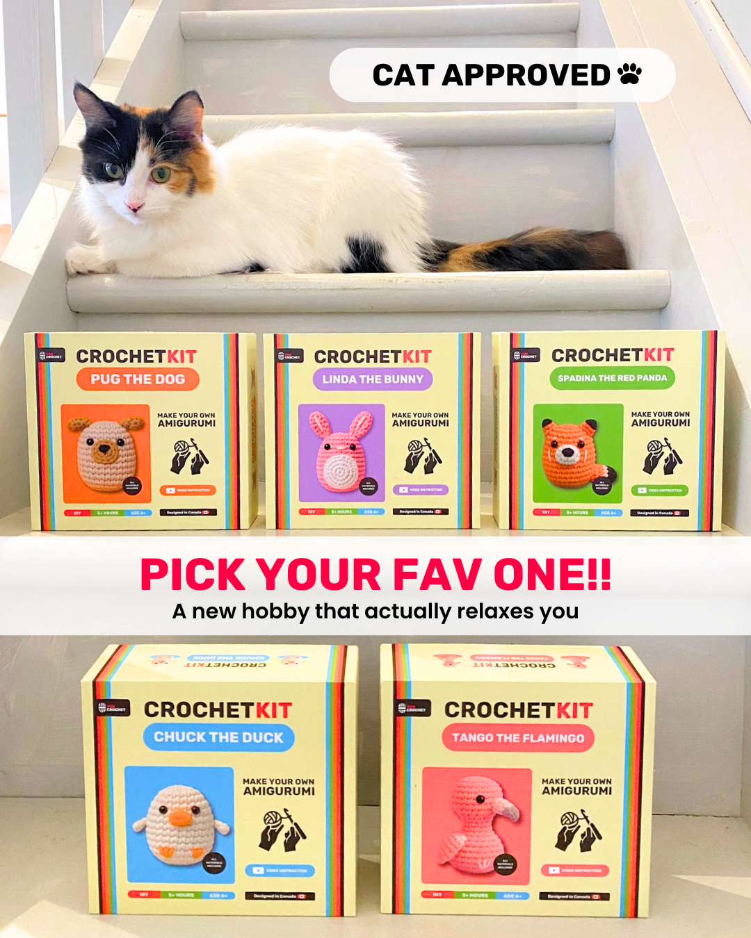 Yon Crochet 5-Characters Crochet Kit Bundle | Beginner Amigurumi Kit Lessons