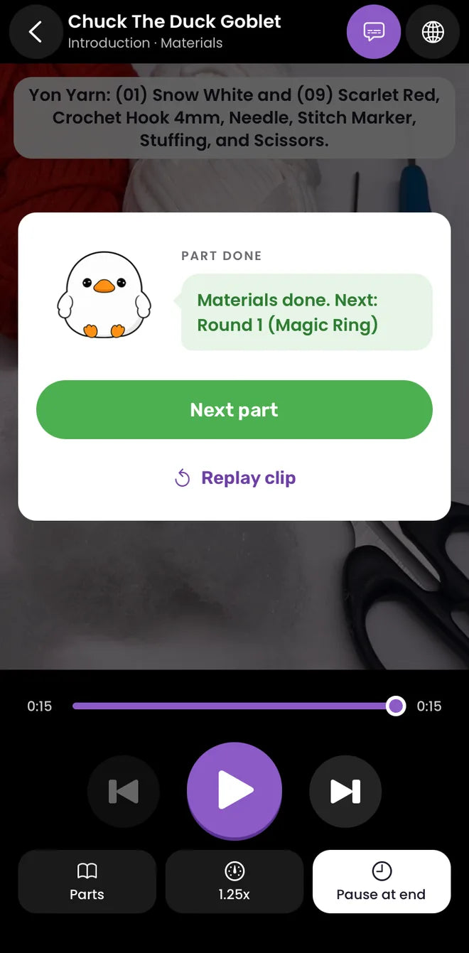 Part done: Chuck says Materials done, next Round 1