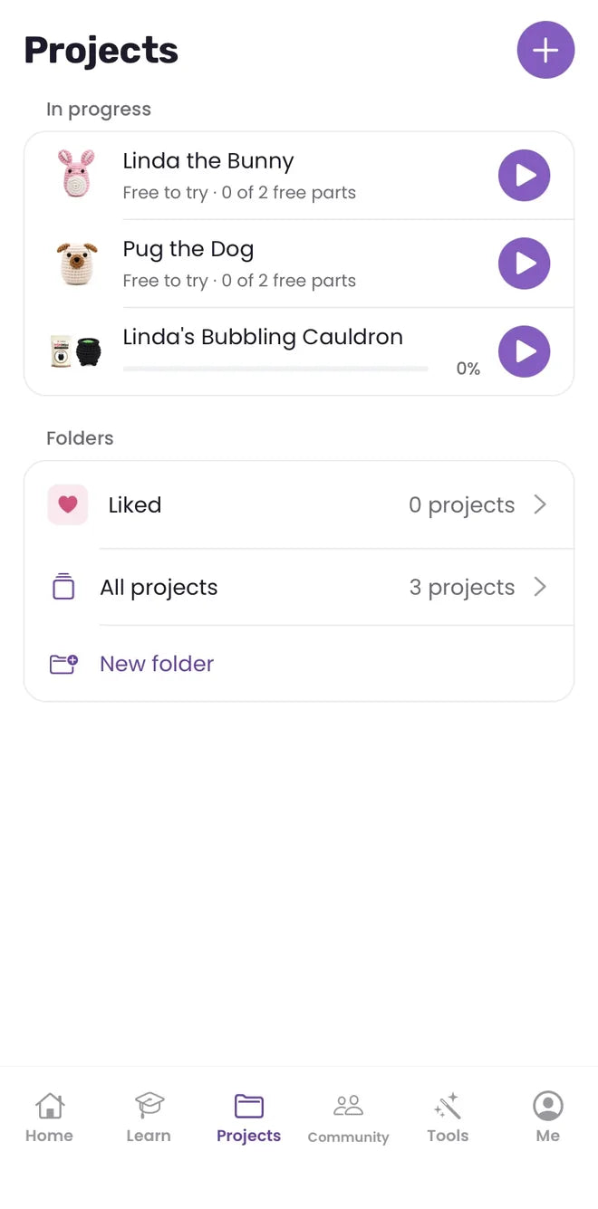 Projects in progress and folders